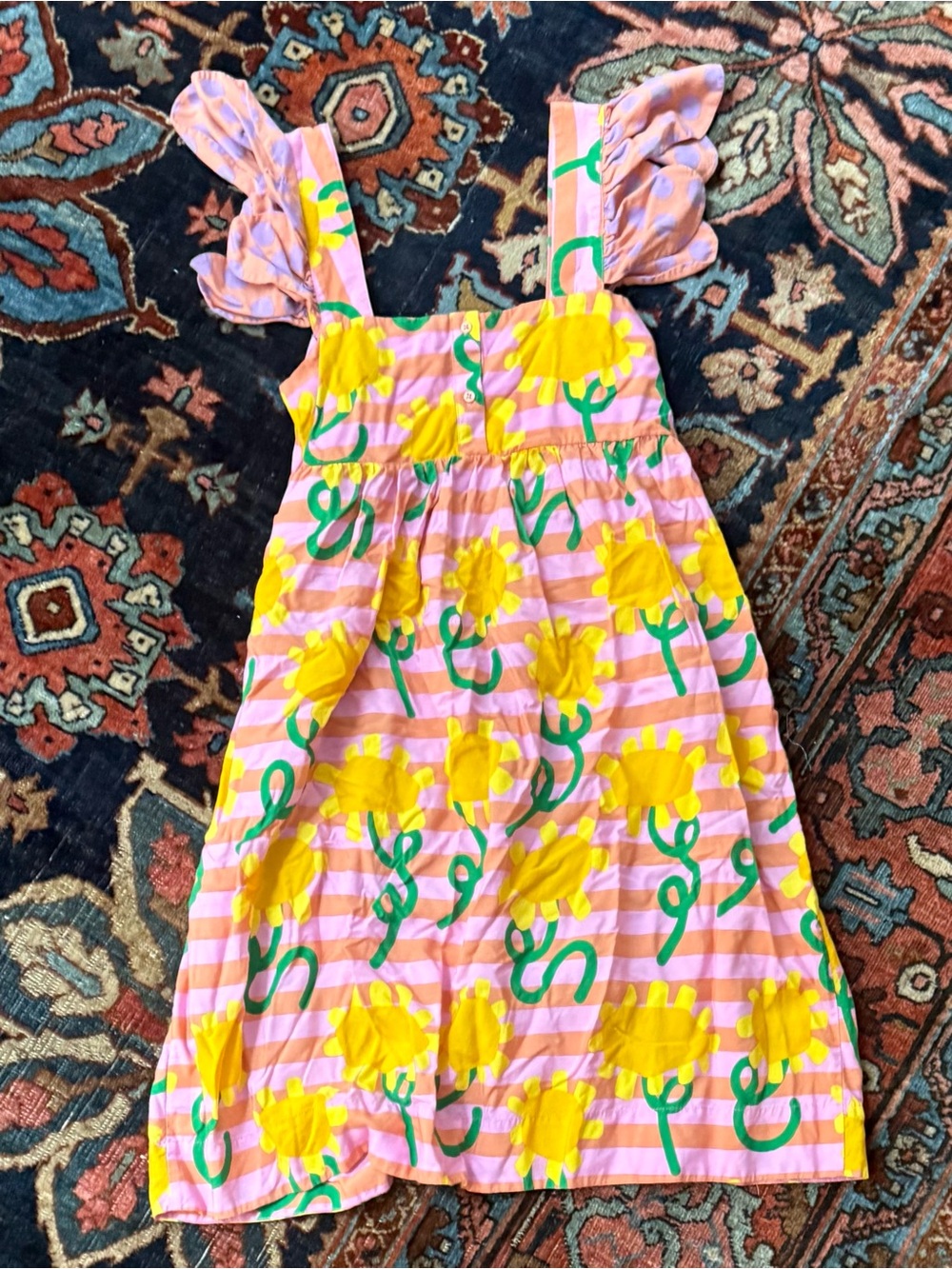Stella McCartney Kids Pink, Yellow & Green Floral Stripe Dress